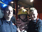 Daisy with Basildon firemen March 2011